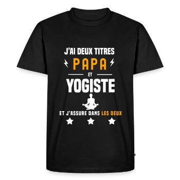 j'ai deux titres papa et yogiste père yoga - T-shirt Premium bio Homme - noir - Devant - Nico (187cm)