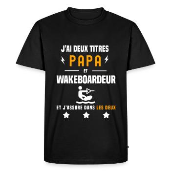 j'ai deux titres papa wakeboardeur père wakeboard - T-shirt Premium bio Homme - noir - Devant - Nico (187cm)