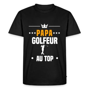 papa golfeur au top cadeau papa golf - T-shirt Premium bio Homme - noir - Devant - Nico (187cm)