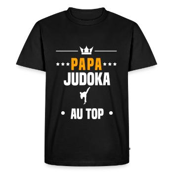 papa judoka au top cadeau papa judo - T-shirt Premium bio Homme - noir - Devant - Nico (187cm)