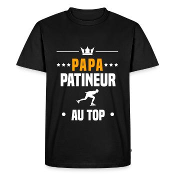 papa patineur au top cadeau papa patinage - T-shirt Premium bio Homme - noir - Devant - Nico (187cm)