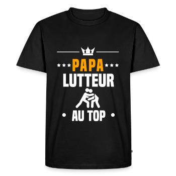 papa lutteur au top cadeau papa lutte - T-shirt Premium bio Homme - noir - Devant - Nico (187cm)