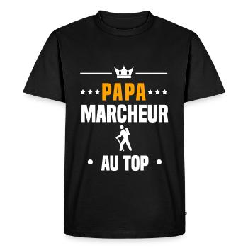 papa marcheur au top cadeau papa marche à pied - T-shirt Premium bio Homme - noir - Devant - Nico (187cm)