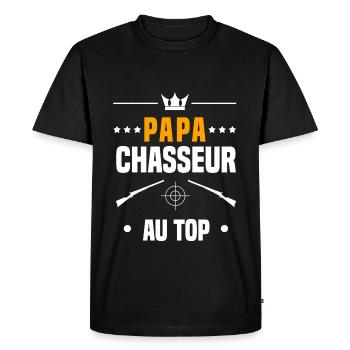 papa chasseur fusil au top cadeau papa chasse - T-shirt Premium bio Homme - noir - Devant - Nico (187cm)