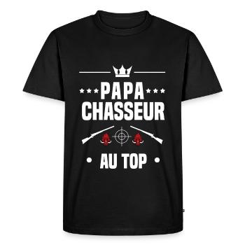 papa chasseur sanglier au top cadeau papa chasse - T-shirt Premium bio Homme - noir - Devant - Nico (187cm)