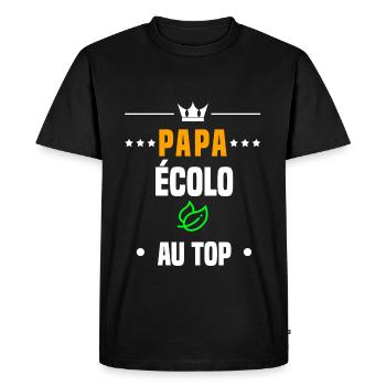 papa écolo au top cadeau papa écologie - T-shirt Premium bio Homme - noir - Devant - Nico (187cm)