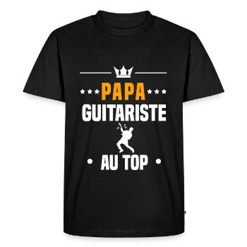 papa guitariste au top cadeau papa guitare - T-shirt Premium bio Homme - noir - Devant - Nico (187cm)