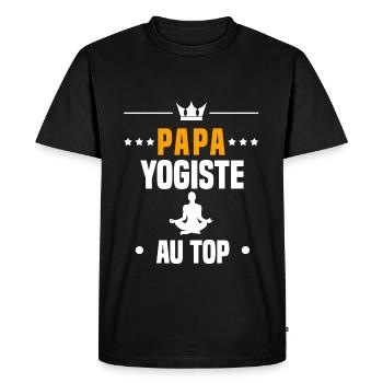 papa yogiste au top cadeau papa yoga - T-shirt Premium bio Homme - noir - Devant - Nico (187cm)