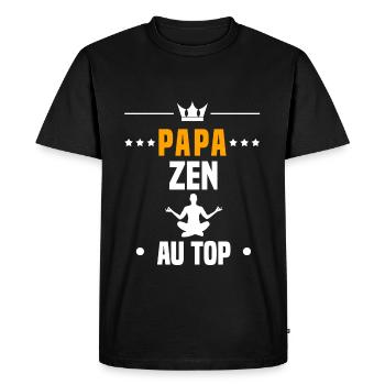 papa zen au top cadeau papa zen - T-shirt Premium bio Homme - noir - Devant - Nico (187cm)