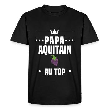 papa aquitain vigne au top papa aquitaine - T-shirt Premium bio Homme - noir - Devant - Nico (187cm)