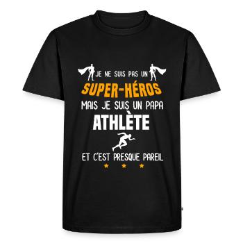 papa athlète super héros père athlètisme - T-shirt Premium bio Homme - noir - Devant - Nico (187cm)