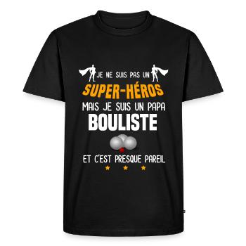 papa bouliste super héros père pétanque - T-shirt Premium bio Homme - noir - Devant - Nico (187cm)