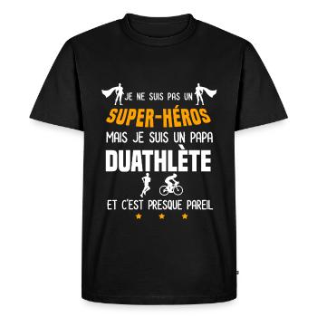 papa duathlète super héros père duathlon - T-shirt Premium bio Homme - noir - Devant - Nico (187cm)