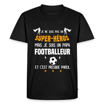 papa footballeur super héros père football - T-shirt Premium bio Homme - noir - Devant - Nico (187cm)
