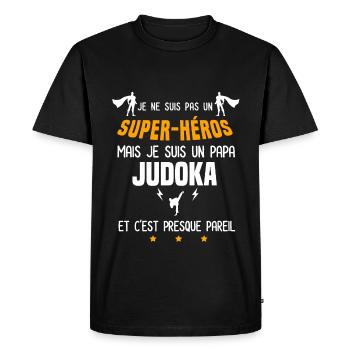 papa judoka super héros père judo - T-shirt Premium bio Homme - noir - Devant - Nico (187cm)