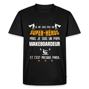 papa wakeboardeur super héros père wakeboard - T-shirt Premium bio Homme - noir - Devant - Nico (187cm)