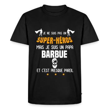papa barbue super héros papa barbe - T-shirt Premium bio Homme - noir - Devant - Nico (187cm)