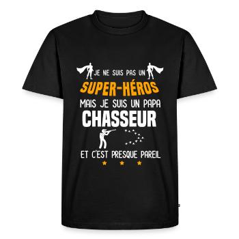 papa chasseur super héros papa musique - T-shirt Premium bio Homme - noir - Devant - Nico (187cm)