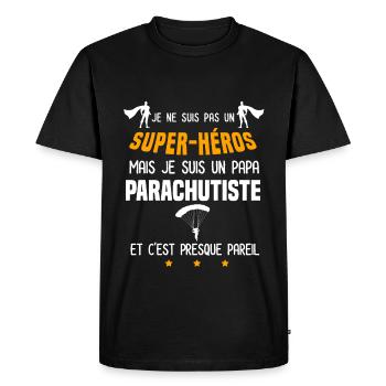 papa parachutiste super héros papa musique - T-shirt Premium bio Homme - noir - Devant - Nico (187cm)