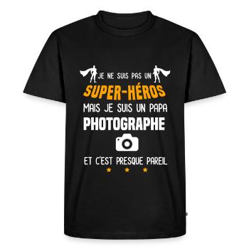 papa photographe super héros papa peinture - T-shirt Premium bio Homme - noir - Devant - Nico (187cm)
