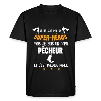 papa pêcheur super héros papa pêche - T-shirt Premium bio Homme - noir - Devant - Nico (187cm)
