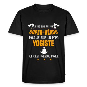 papa yogiste super héros papa voyage - T-shirt Premium bio Homme - noir - Devant - Nico (187cm)