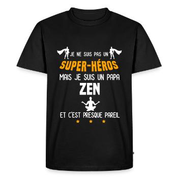 papa zen super héros papa yoga - T-shirt Premium bio Homme - noir - Devant - Nico (187cm)
