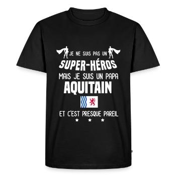 papa aquitain homme super héros papa aquitaine - T-shirt Premium bio Homme - noir - Devant - Nico (187cm)