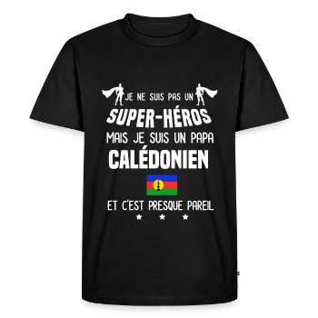 papa Caledonien super héros papa calédonie - T-shirt Premium bio Homme - noir - Devant - Nico (187cm)