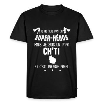 papa ch'ti super héros papa nord - T-shirt Premium bio Homme - noir - Devant - Nico (187cm)