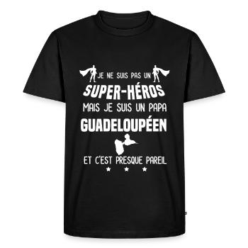 papa guadeloupeen super héros papa guadeloupe - T-shirt Premium bio Homme - noir - Devant - Nico (187cm)