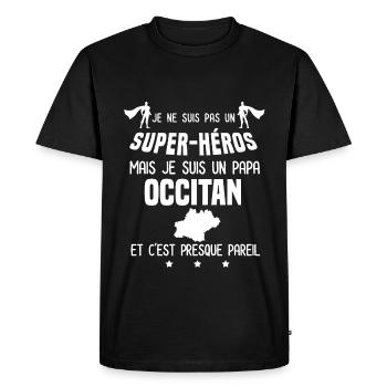 papa occitan région super héros papa occitanie - T-shirt Premium bio Homme - noir - Devant - Nico (187cm)