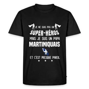 papa martiniquais drapeau super héros martinique - T-shirt Premium bio Homme - noir - Devant - Nico (187cm)