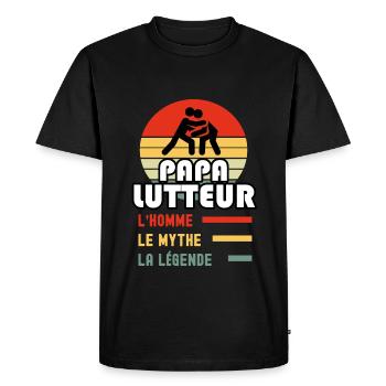 papa lutteur homme mythe légende vintage lutte - T-shirt Premium bio Homme - noir - Devant - Nico (187cm)