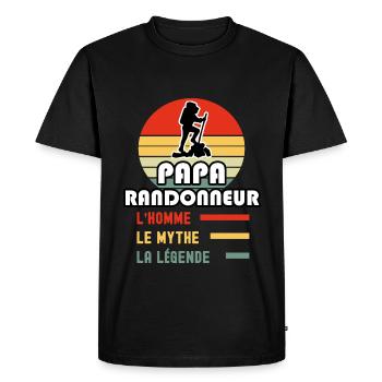 papa randonneur homme mythe légende randonnée - T-shirt Premium bio Homme - noir - Devant - Nico (187cm)