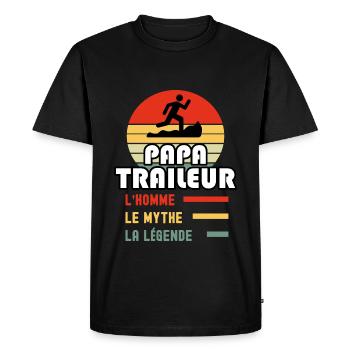 papa traileur homme mythe légende vintage trail - T-shirt Premium bio Homme - noir - Devant - Nico (187cm)