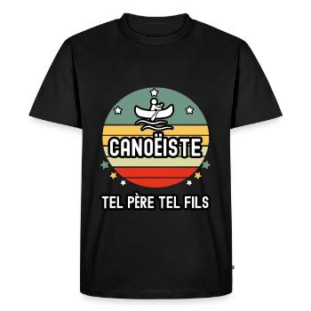 tel père tel fils cadeau papa canoëiste canoë - T-shirt Premium bio Homme - noir - Devant - Nico (187cm)