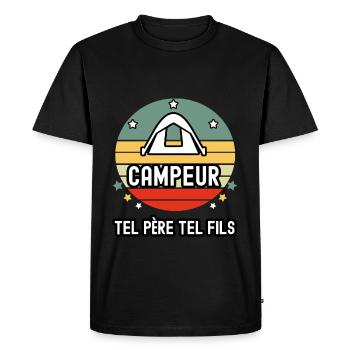 tel père tel fils papa campeur camping cadeau - T-shirt Premium bio Homme - noir - Devant - Nico (187cm)
