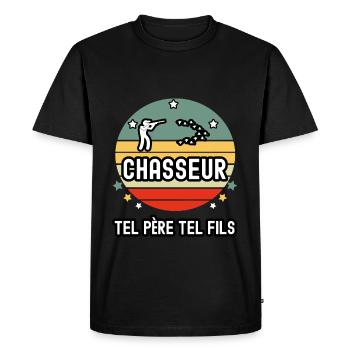 tel père tel fils papa chasseur chasse cadeau - T-shirt Premium bio Homme - noir - Devant - Nico (187cm)