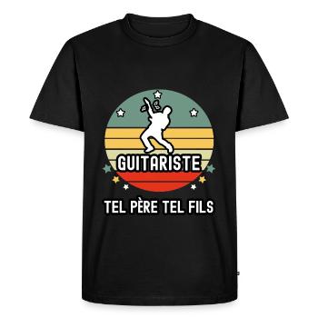 tel père tel fils papa guitariste guitare - T-shirt Premium bio Homme - noir - Devant - Nico (187cm)