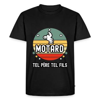 tel père tel fils papa motard homme moto cadeau - T-shirt Premium bio Homme - noir - Devant - Nico (187cm)