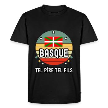tel père tel fils papa basque drapeau pays basque - T-shirt Premium bio Homme - noir - Devant - Nico (187cm)
