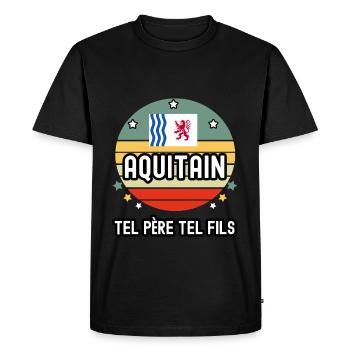 tel père tel fils cadeau papa aquitain aquitaine - T-shirt Premium bio Homme - noir - Devant - Nico (187cm)