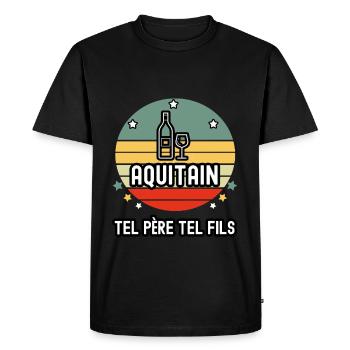 tel père tel fils papa aquitain vin aquitaine - T-shirt Premium bio Homme - noir - Devant - Nico (187cm)