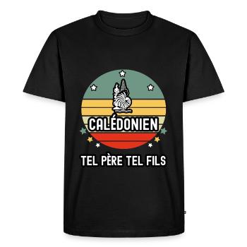 tel père tel fils papa calédonien coquille - T-shirt Premium bio Homme - noir - Devant - Nico (187cm)