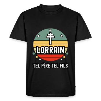 tel père tel fils papa lorrain croix de lorraine - T-shirt Premium bio Homme - noir - Devant - Nico (187cm)
