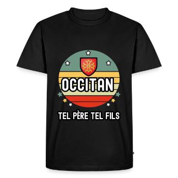 tel père tel fils papa occitan homme occitanie - T-shirt Premium bio Homme - noir - Devant - Nico (187cm)