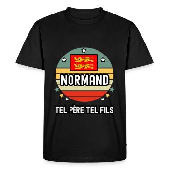 tel père tel fils papa normand drapeau normandie - T-shirt Premium bio Homme - noir - Devant - Nico (187cm)