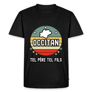 tel père tel fils papa occitan région occitanie - T-shirt Premium bio Homme - noir - Devant - Nico (187cm)
