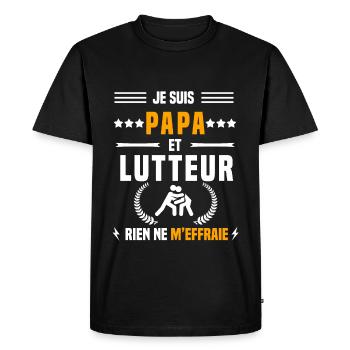 papa lutteur rien ne m'effraie papa lutte - T-shirt Premium bio Homme - noir - Devant - Nico (187cm)